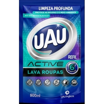 INGLEZA LAVA ROUPAS LIQUIDO UAU ACTIVE 800ML POUCH