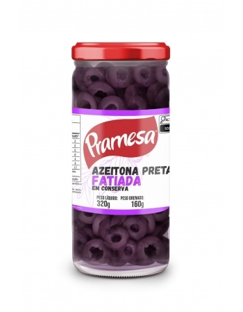 PRAMESA AZEITONA PRETA VIDRO 160G FATIADA