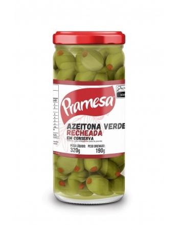 PRAMESA AZEITONA VERDE VIDRO 190G RECHEADA PIMENTAO
