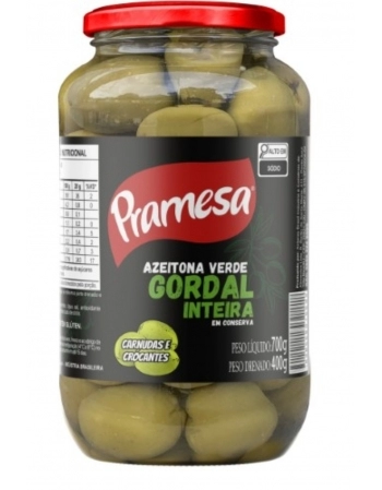 PRAMESA AZEITONA VERDE VIDRO 400G GORDAL GOURMET