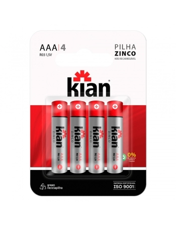 KIAN PILHA C/4 ZINCO AAA PALITO