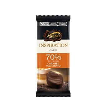 ARCOR TABLETE INSPIRATION CHOC 70% AMARGO MACCHIATO CARAMEL 12X80G*