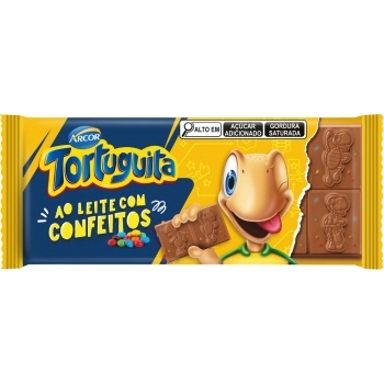 ARCOR TABLETE TORTUGUITA CHOC AO LEITE C/ CONFEITOS 12X80G