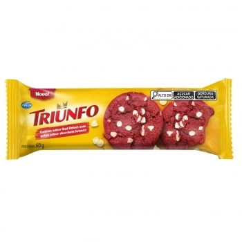 BAGLEY BISC. TRIUNFO COOKIES RED VELVET C/ GOTAS CHOC BRANCO 60G