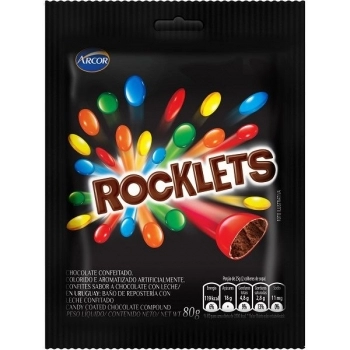 ARCOR CONFEITOS ROCKLETS LEITE 80G