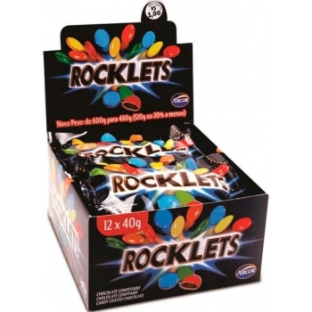 ARCOR CONFEITOS ROCKLETS LEITE 12X40G
