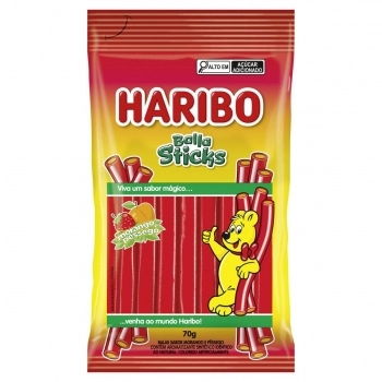 HARIBO BALA STICKS 70G PESSEGO E MORANGO