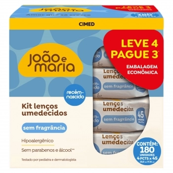 CIMED JOAO E MARIA LENCO UMEDECIDO S/ FRAGRANCIA LV4/PG3 C/45 UNID