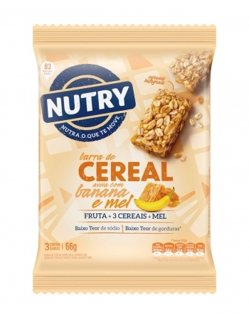 NUTRY BARRA CEREAL 3X22G AVEIA BANANA MEL