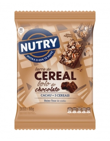 NUTRY BARRA CEREAL 3X22G BOLO CHOC