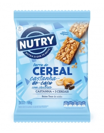 NUTRY BARRA CEREAL 3X22G CAJU CHOC