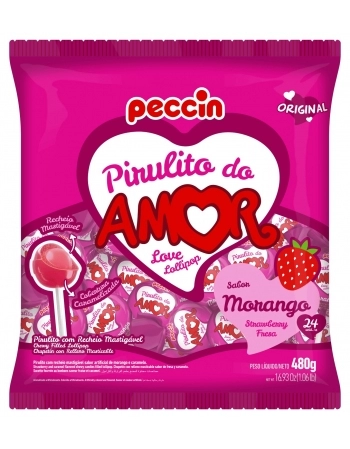 PECCIN PIRULITO 480G MORANGO DO AMOR