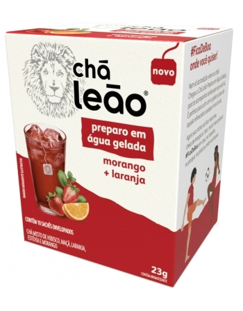 LEAO CHA PREMIUM GELADO MORANGO+LARANJA 10 SAQ / 23G