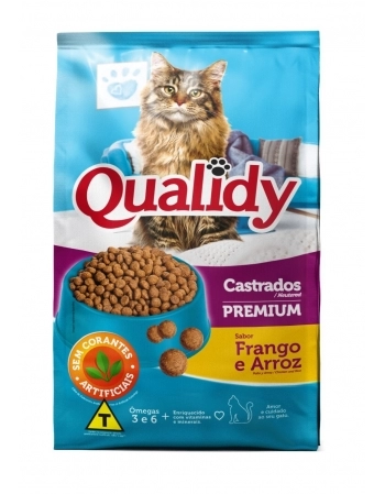 .QUALIDY GATOS CASTRADOS FRANGO E ARROZ 1KG