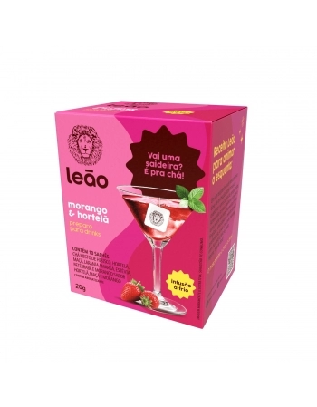 LEAO CHA PREMIUM DRINKS MORANGO+HORTELA 10 SAQ / 20G